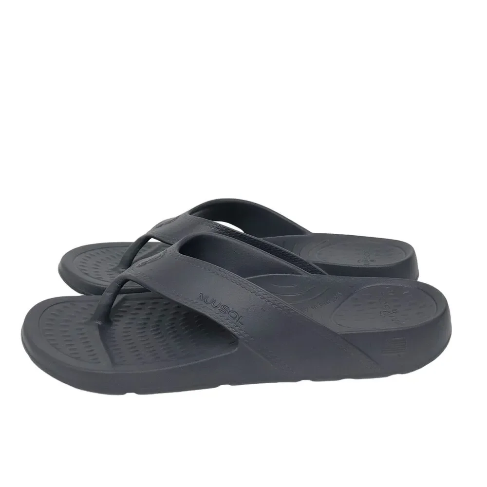 NEW Nuusol Cascade Flip Flops Granite Gray Mens 13 Made in USA